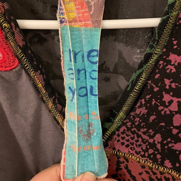 Desigual Empire Waist Multimedia Print Short Sleeve Top Medium - Picture 2 of 7